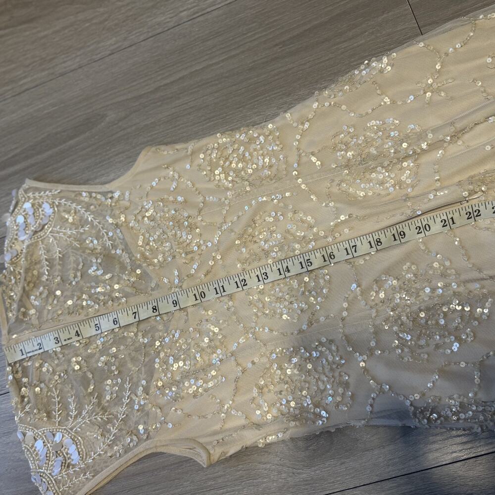 NWT Adrianna Papell Womens Beaded Sequined Sleeveless Midi Champagne/nude 6 - Picture 16 of 16
